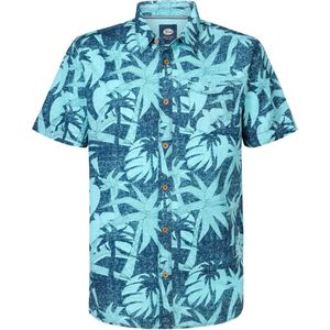Petrol Industries - Heren Tropisch Overhemd Sandy beach - Blauw - Maat L