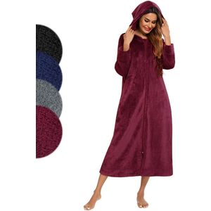Goodivery ® Zachte en Warme Lange Badjas met Ritssluiting en Capuchon voor Dames en Heren