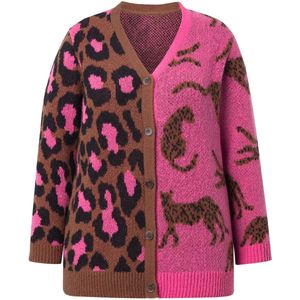 MIAMODA - Dames - Vest straight fit leo-motiefmix - Neon bes - Maat 46+