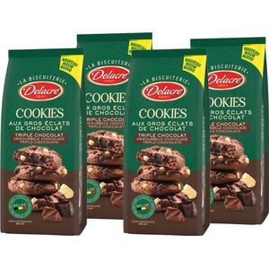 Delacre Cookies Triple Choco - driedubbele chocoladekoekjes - 136g x 4
