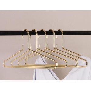 HUISSON Gouden Kledinghangers  Kleerhangers  Metalen Hangers Kleding  Kapstok  Goud  7 mm dik  Strak Design  Set van 5 luxe kledinghangers