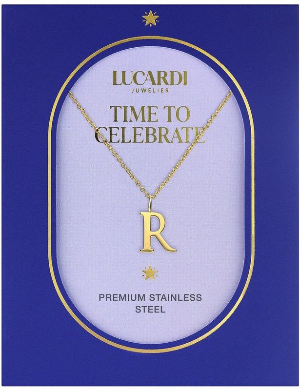 Lucardi - Dames Stalen Goldplated Ketting - Goudkleurig - 47 cm