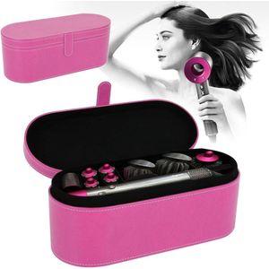 Opbergtas voor Dyson Supersonic haardroger - PU lederen harde doos opbergdoos draagbare reistas (rozerood)