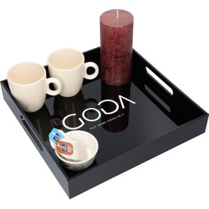 Goga Dienblad - Rechthoek - Decoratief- Luxe- Kwaliteit - Dienbladen- Antislip- 30X30 cm- Zwart-Kunstof