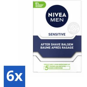 Nivea - Men - Sensitive Aftershave Balsem - Alcoholvrij - 100 ml - Voordeelverpakking - 6 stuks