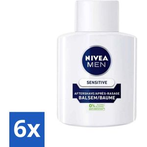 Nivea - Men - Sensitive Aftershave Balsem - Alcoholvrij - 100 ml - Voordeelverpakking - 6 stuks