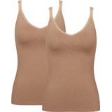 Sloggi Women GO Shirt 01 (2-pack) - dames singlet - bruin - Maat: XL