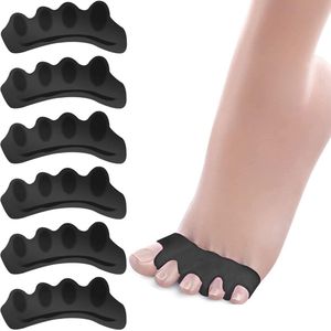 Sander Shop Teenspreider siliconen voor alle tenen, 6 x, tenenspreider, hallux valgus, correctie, gel teenslippers voor bunion-correctie, correctie voor alle tenen, correctie voor hamertenen-Zwart