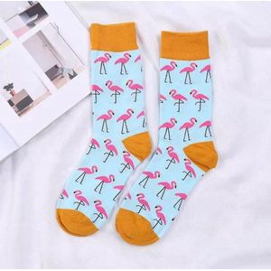 Akyol - Sokken - Flamingo sokken - sokken maat 36-42 - flamingo - blauw - roze - sokken - cadeau voor vriendin afscheidscadeau voor juf - afscheidscadeau voor juf - afscheidscadeau voor juf of meester -lerares - flamingo sok - sok flamingo
