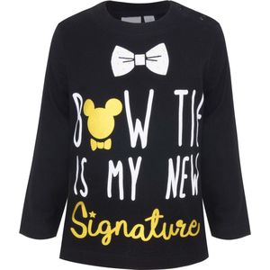 Disney Mickey Mouse Baby Shirt -Lange mouw - Zwart - Bow tie is my new signature - Maat 86 (24 maanden)