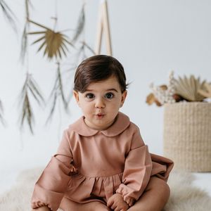 Jumpsuit – Oudroze – Met Knoopsluiting Achterkant – Handmade – 100% Katoen – Meisjeskleding – Kids – Kinderkleding – Meisjes – Casual & Feestelijk – De Linde Kids – 18 mnd