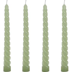 Comforder Set van 4 Gedraaide Kaarsen - 19cm Licht Groen - Lange Draai Dinerkaarsen - Swirl/Twist Candles