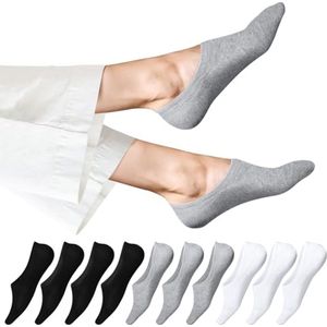 10 paar onzichtbare enkelsokken dames en heren - antislip sneakersokken met siliconen pad