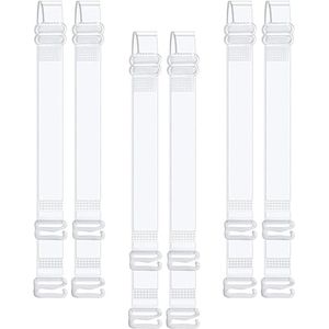 3 paar verstelbare bandjes - BH-bandjes - Dans-BH-bandjes - Antislip-vervangingsbandjes voor BH-bandjes - Geschikt voor strapless BH's voor vrouwen en meisjes - Zacht en antislip - Elastische dans-BH-bandjes - Verstelbare BH-bandjes - Transparant