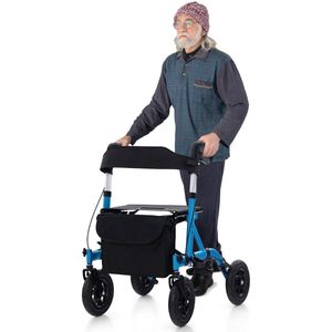 COSTWAY - Rollator - Aluminium - 2-in-1 rolstoel & reisrollator - Tot 160 kg - Opvouwbaar en licht