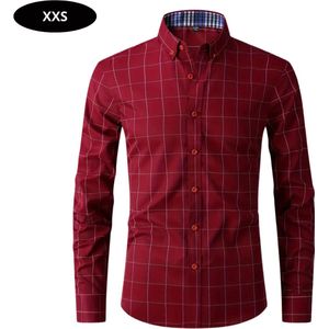 Nivard Overhemd Heren - Volwassenen - Lange Mouwen - Strijkvrij - Lange Mouw - Rood - Maat XXS