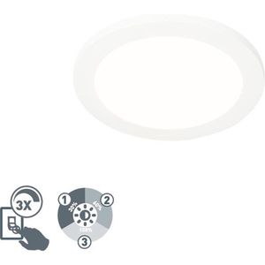 QAZQA steve - Moderne Dimbare LED Plafondlamp met Dimmer voor badkamer - 1 lichts - Ø 225 mm - Wit - Woonkamer | Slaapkamer | Keuken