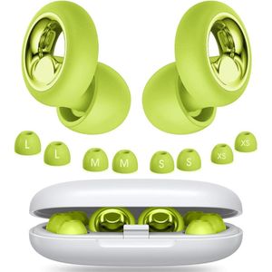 Goodivery ® Oordopjes voor het slapen, ruisonderdrukkende siliconen, zacht en herbruikbaar, gehoorbescherming met 8 oordopjes in 4 maten (XS, S, M, L) - 8,5 x 8,5 x 2,7 cm, Grasgroen