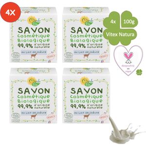 Cigale Bio, Biologische geiten melk zeep 4x100g. Zonder conserveermiddel. Verlichtend voor eczeem, psoriasis, dermatitis. Diervriendelijk