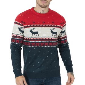 Elk Christmas Sweater Unisex voor Dames en Heren - Gebreid, Lange Mouwen, Ronde Hals, Maten S-XXL