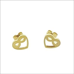 Aramat jewels ® - Oorbellen hart met infinity goudkleurig chirurgisch staal 10mm x 8mm