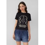 Q/S designed by - T-shirt - Zwart - Met Print