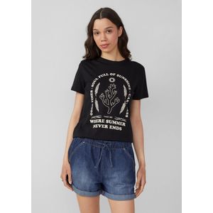 Q/S designed by - T-shirt - Zwart - Met Print