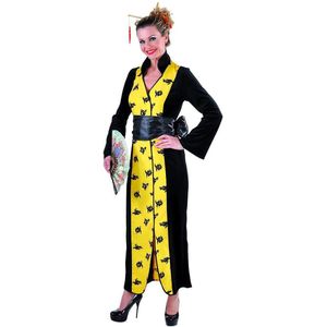Chinese Kimono zwart/geel | Chinees kostuum dames maat M (38/40))