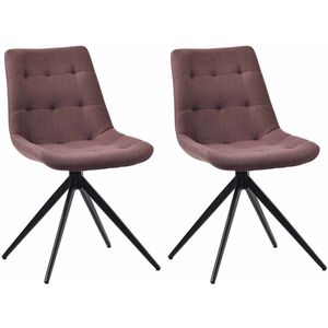 CLP Merna Set van 2 eetkamerstoelen - klassiek - Draaibaar - zonder armleuning - met rugleuning - Stof/bruin