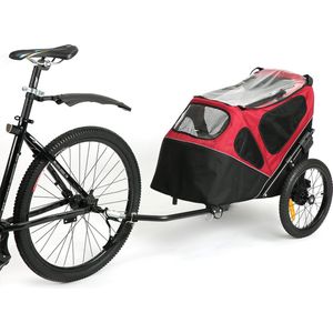 Duvo+ Hondenfietskar - 2 in 1 Wandelwagen - Zwart Rood - 123x62x96 cm <30 kg