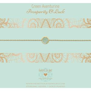 Heart to Get bracelet, gold plated, one gemstone in between,  Green Aventurine, prosperity & luck