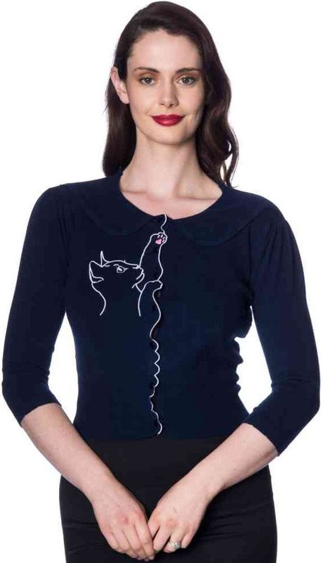 Dancing Days - CAT SCALLOP COLLAR Cardigan - S - Blauw