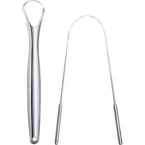 green-goose® Tongschraper Set van 2 - duurzaam metaal - hygienisch - tong schraper - tong reiniger