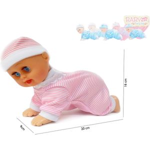 Baby Pop - kan kruipen en dansen - met baby geluiden - Crawling baby -20CM - incl. batterijen