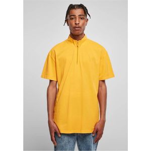 Urban Classics - Boxy Zip Pique Polo shirt - S - Geel