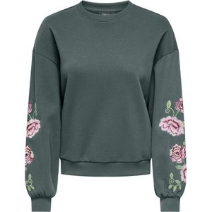 Only - Onlbrooklyn Embroidery Box Swt - Balsam Green - Dames Sweater