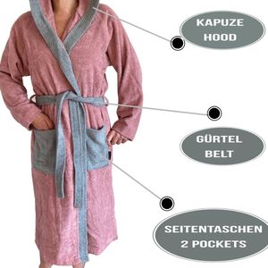 HOMELEVEL Badstof Badjas 100% Katoen Dames Heren Roze Maat 4XL
