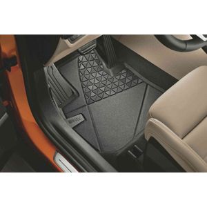 Rubberen Automatten Voorzijde voor BMW 2 AT Hybride (U06PHEV), X1 Hybride (U11PHEV), iX1 (U11BEV) & iX2 (U10BEV) - Tweedelig - Slijtvast - Linker Stuur - Zwart - Thermoplastische Elastomeren