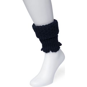 Bonnie Doon Honeycomb Boot Top Dames Donker Blauw - Korte Beenwarmer - Honinggraatmotief - Heerlijk warm - Boven de Laarzen/Wandelschoenen/Sneakers - Warme Enkels - Wol - Grof Gebreid - Donkerblauw - Light Navy - BN351789.266