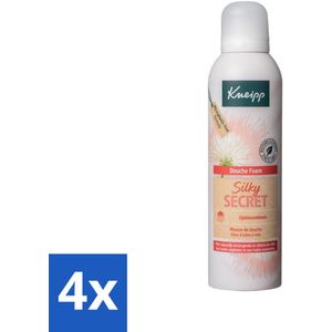 4 x Kneipp - Douche schuim - Silky Secret - Zijdeboombloesem - 200 ml - Douche Foam - Zacht Schuim - Verzorgende Douche - Bloemen Geur - Melk Proteïnen