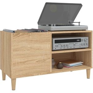 Platenspeler Meubel - LP-kast - Platenspelerkast - Draaitafelstandaard - Platenspelerstandaard - Vintage Displayplank - Sonoma Eiken