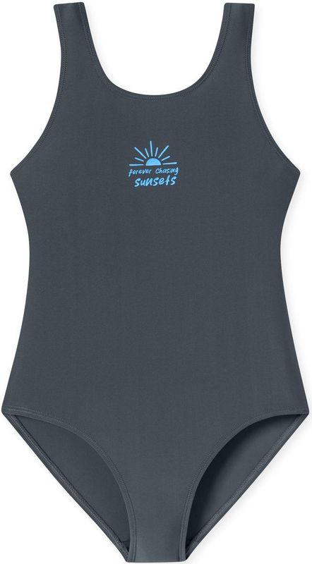 Schiesser Badpak voor meisjes - Aqua Teen Girls - maat 140 tot 176, grafiet 182711, 140 cm