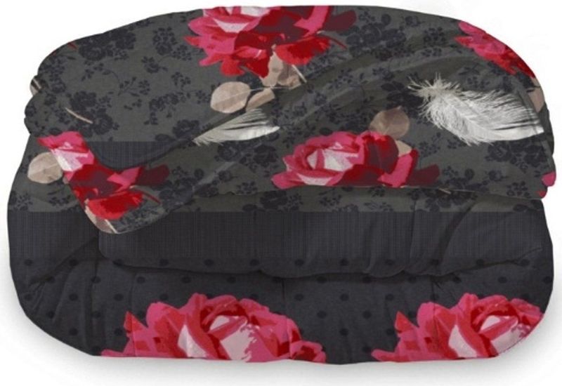 Roses - Black Red - Easy Dekbed - 200 x 200 - Dubbelzijdig Bedrukt