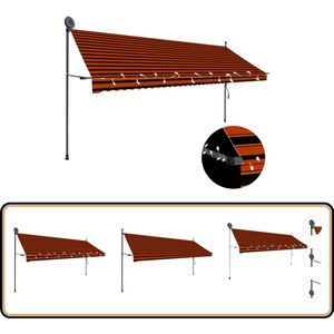 vidaXL Luifel - Uitschuifbaar met LED - 400 cm - Oranje/Bruin Luifel - Zonwering - Veranda - Tuinzitgedeelte - Buitenshuis