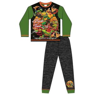 Teenage Mutant Ninja Turtles - Pyjama - Maat 104/110 - Antraciet met groen - Kinderpyjama - katoen