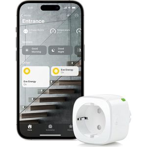 Slimme stekker, app- en spraakbediening, 100% privacy, werkt met Apple Home, Alexa, Google Home, SmartThings, Thread Border Router vereist