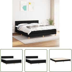The Living Store Boxspring met matras stof zwart 160x200 cm - Boxspringbed - Boxspring - Tweepersoonsbed - King Size Bed - Pocketed Spring Mattress