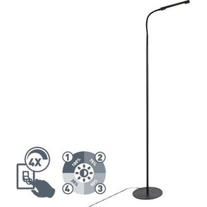 QAZQA palka - Design Dimbare LED Vloerlamp | Staande Lamp met flexarm met Dimmer - 1 lichts - H 142.4 cm - Zwart - Woonkamer | Slaapkamer | Keuken