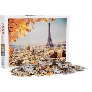 Grote - 1000 Delig - Parijs Eiffeltoren Houten Puzzel - 1000 Stukjes - Stadsafbeelding Puzzel - Voor Volwassenen en Kinderen vanaf 14 jaar - 70 x 50cm