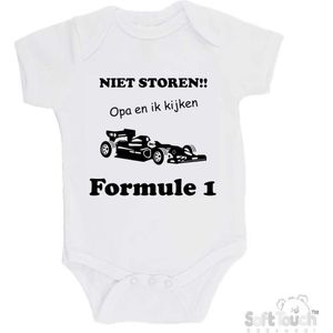 100% katoenen Romper "Ik ben nu nog maar heel klein maar binnenkort zal jij mijn opa zijn!" Unisex Katoen Wit/zwart Maat 56/62